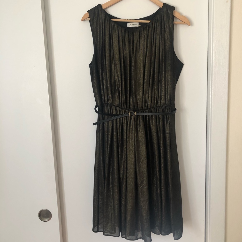 Calvin Klein Metallic A-line Cocktail Dress